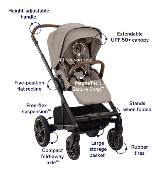 Nuna MIXX Next Stroller with Magnetic Buckle - Hazelwood - ST13440HAZ