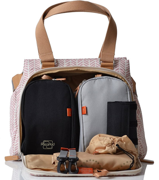 PacaPod Richmond Diaper Bag - Dusty Pink Herringbone
