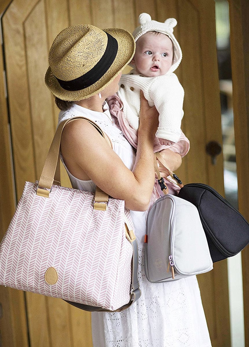 PacaPod Richmond Diaper Bag - Dusty Pink Herringbone