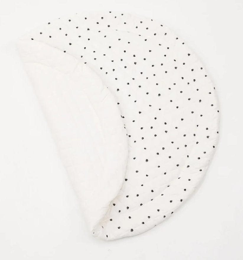 Poppyseed Play Extra Padded Round Play Mat - Black Squiggle Dot
