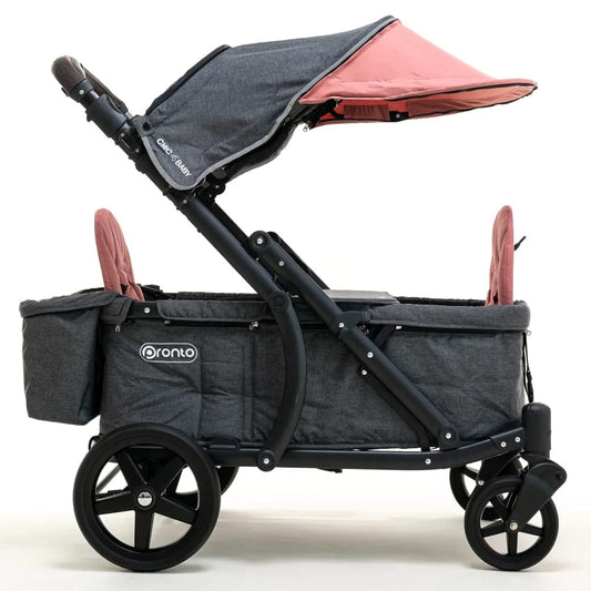 Pronto One (2 Seater) Stroller Wagon - Black Frame / Ginger Pink - PRO1BGP