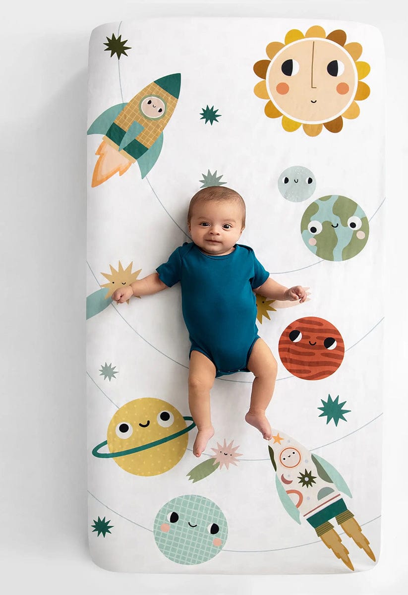 Rookie Humans Cotton Sateen Crib Sheet - Space Explorer - SPACE001