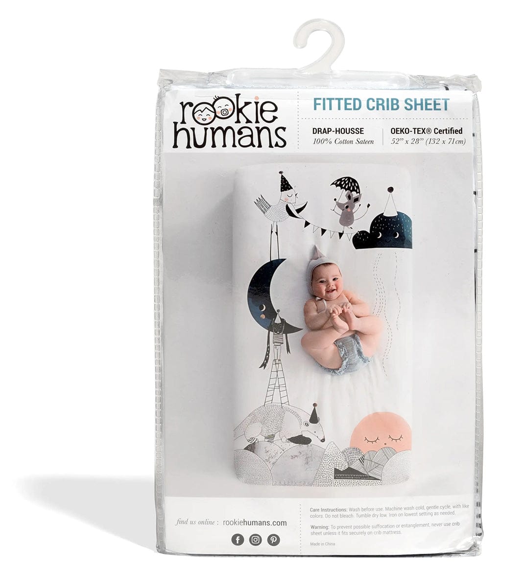 Rookie Humans Cotton Sateen Crib Sheet - The Moon's Birthday - SWANTJE002