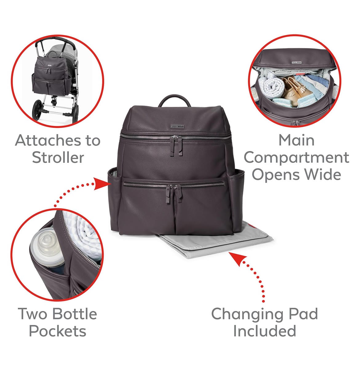 Skip Hop Flatiron Backpack Diaper Bag - Brown - 200925