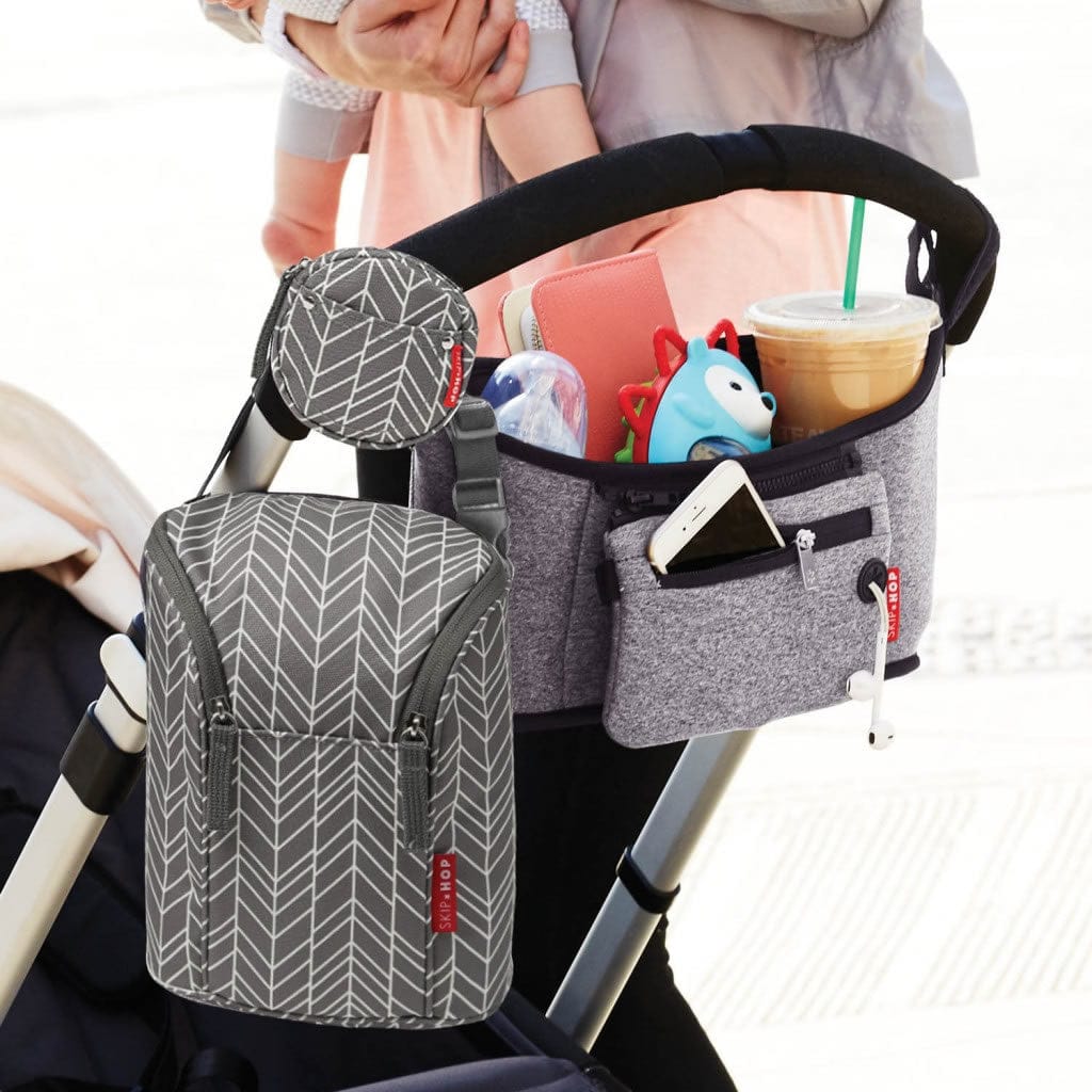 Skip Hop Grab & Go Double Bottle Bag - Grey Feather