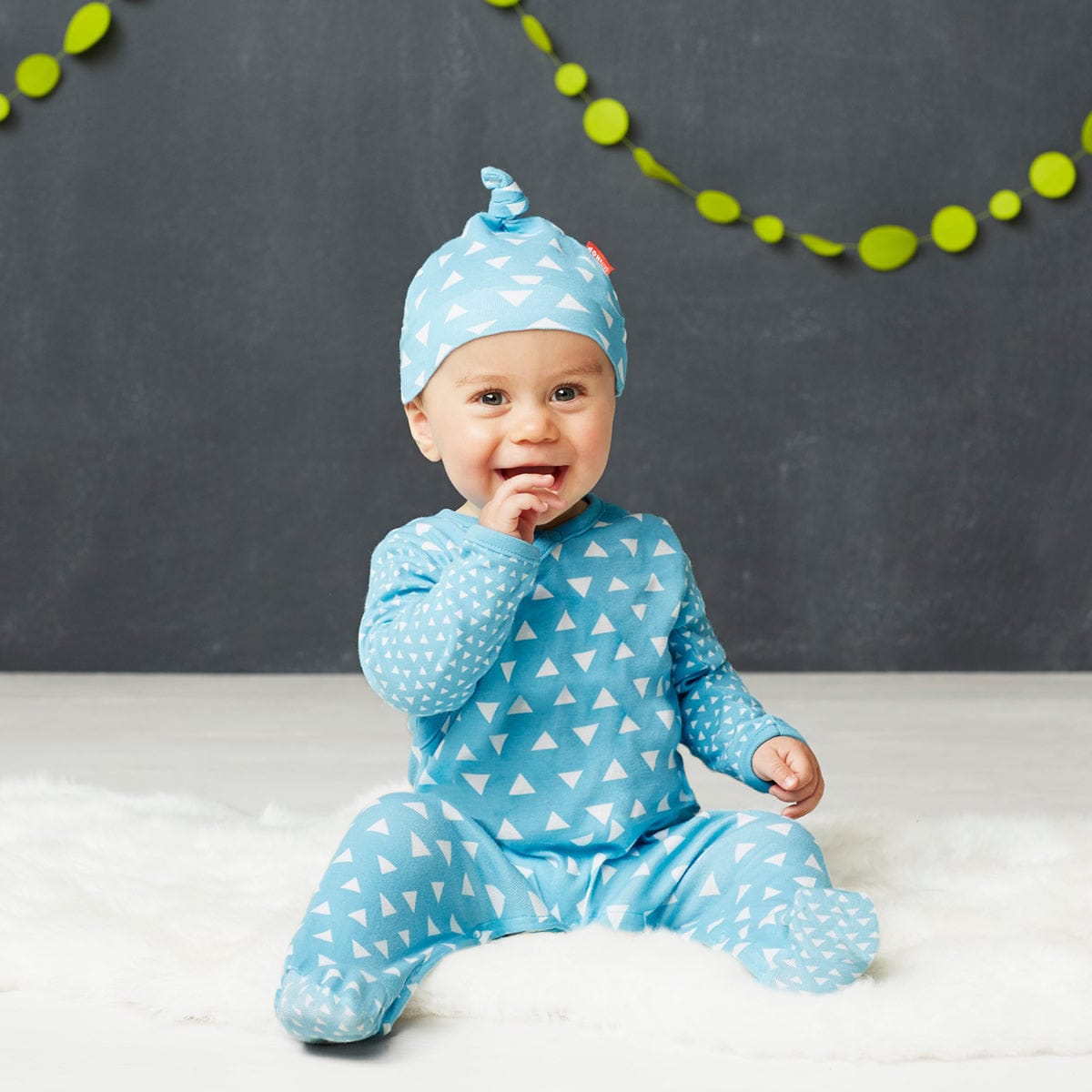 Skip Hop POP Print Footie & Hat Set - Blueberry (6 Months) - 279330-6M