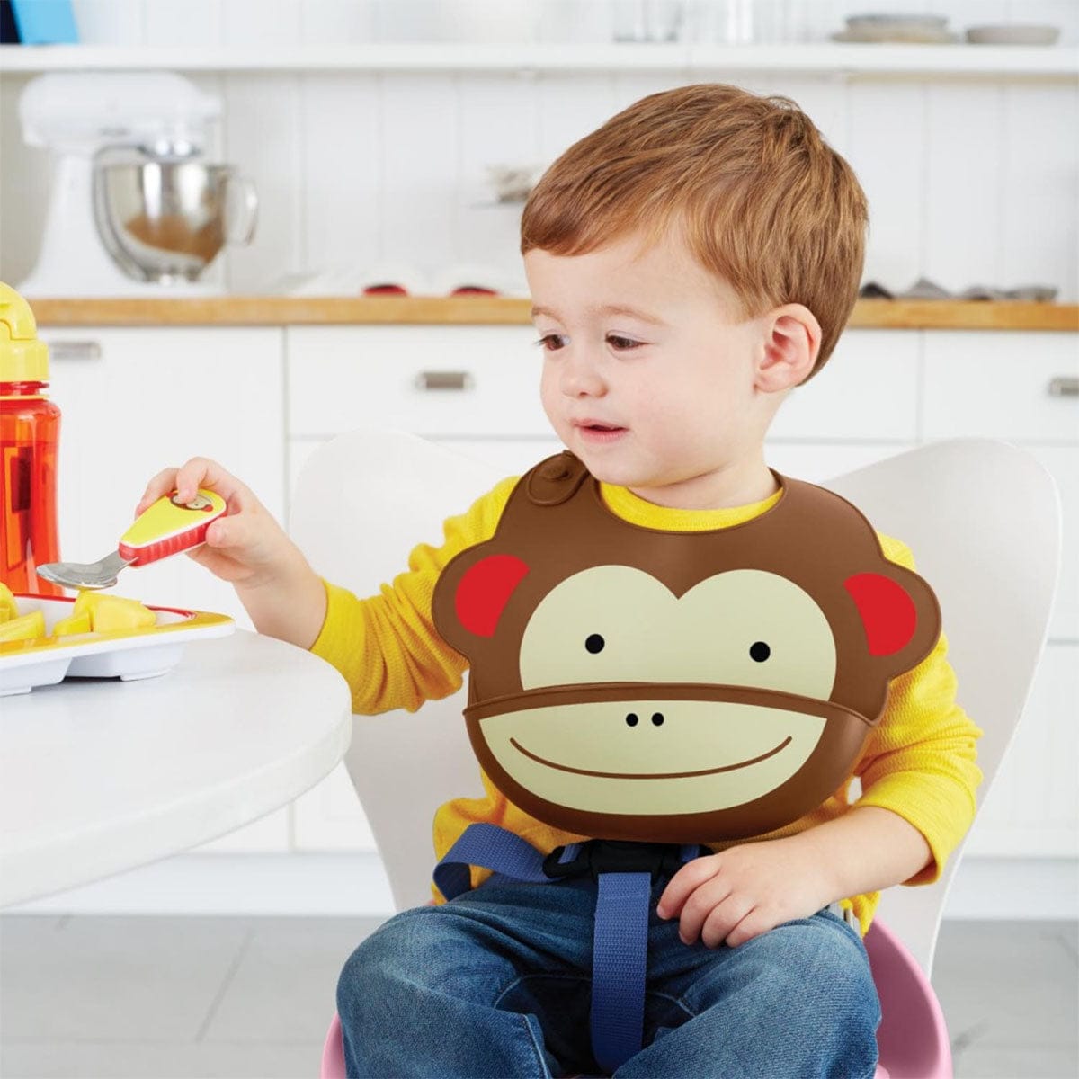Skip Hop Zoo Fold & Go Silicone Bib - Monkey