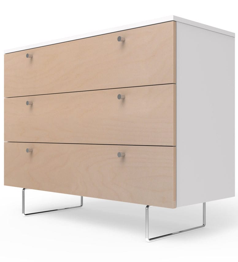 Spot On Square Alto Dresser 45" - White/Birch - ALTO3DRAWER45BI
