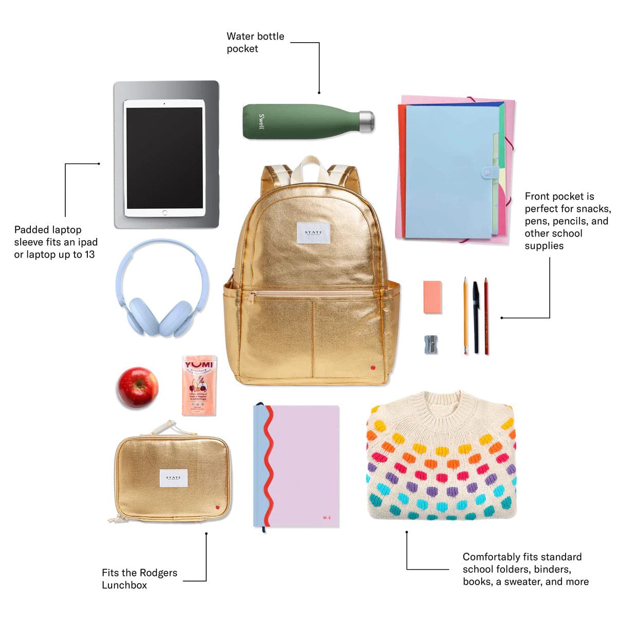 State Bags Kane Kids Double Pocket Backpack - Girl Power - F2262494009