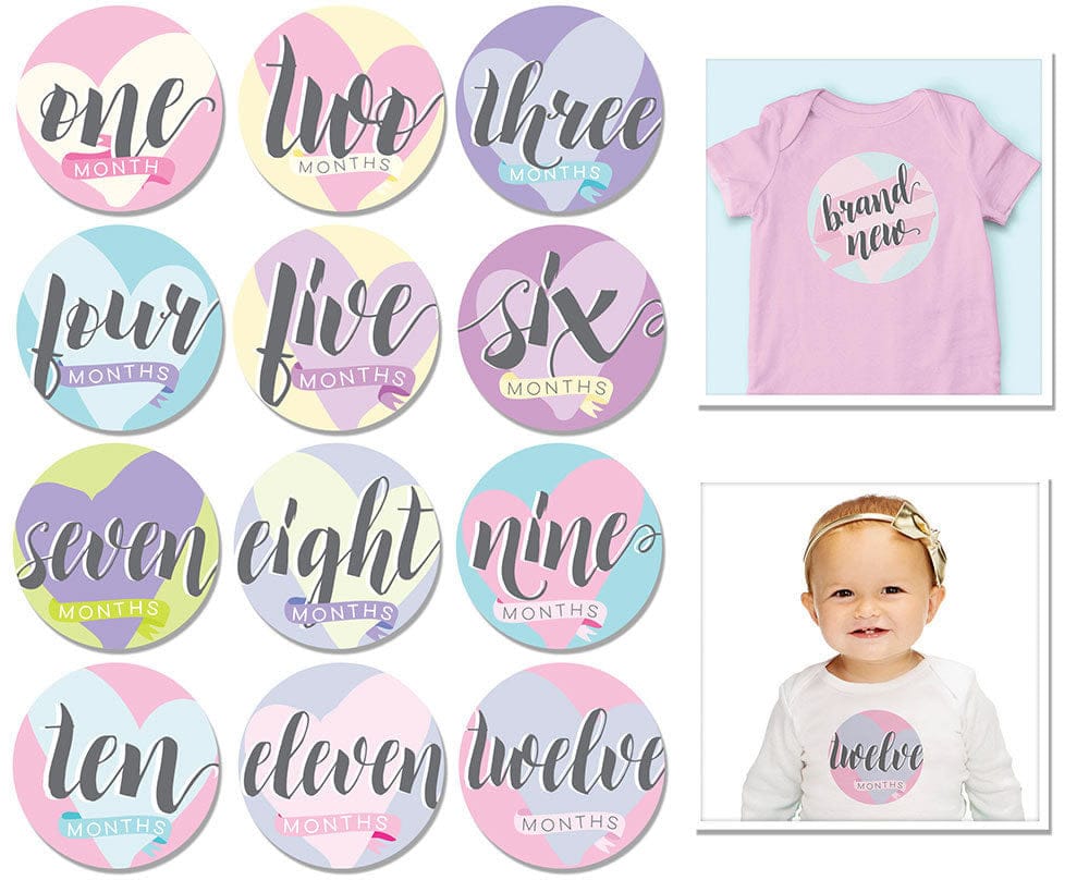 Sticky Bellies Hello, Baby Stickers - Newborn to 12 Months - Girl - 361