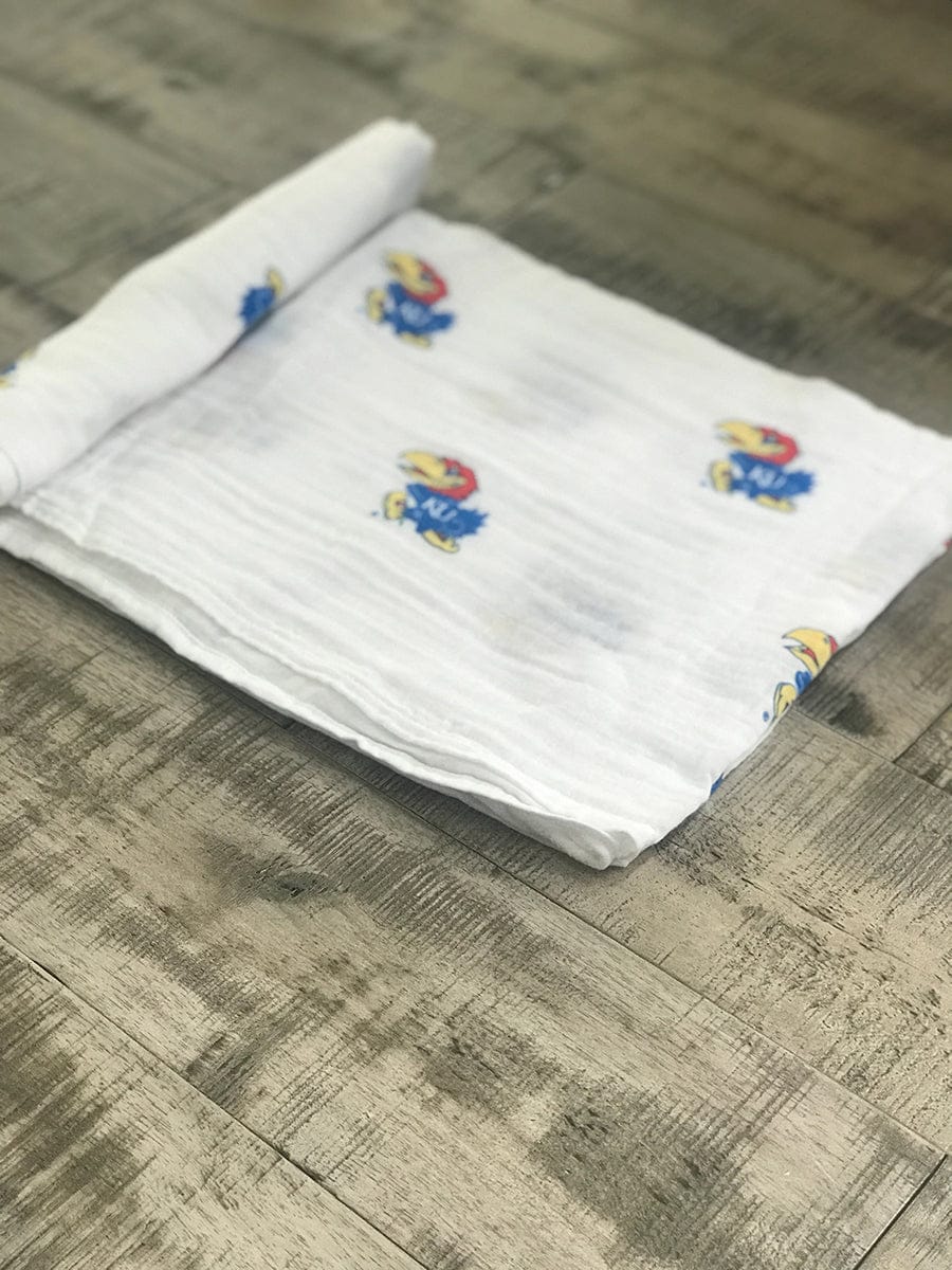 Three Little Anchors College Swaddle Blanket - Kansas Jayhawks - TLAKU100