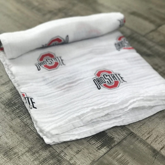 Three Little Anchors College Swaddle Blanket - Ohio State University Buckeyes - TLAOSU100