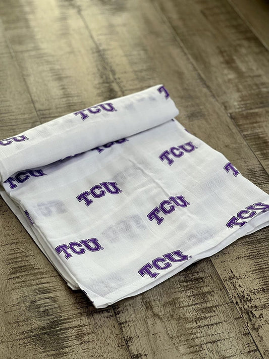 Three Little Anchors College Swaddle Blanket - Texas Christian University Horned Frogs - TLATCU100