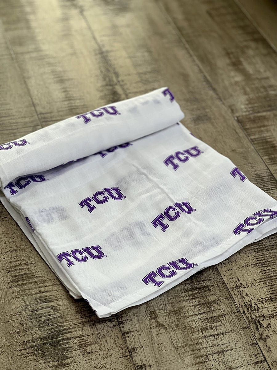 Three Little Anchors College Swaddle Blanket - Texas Christian University Horned Frogs - TLATCU100