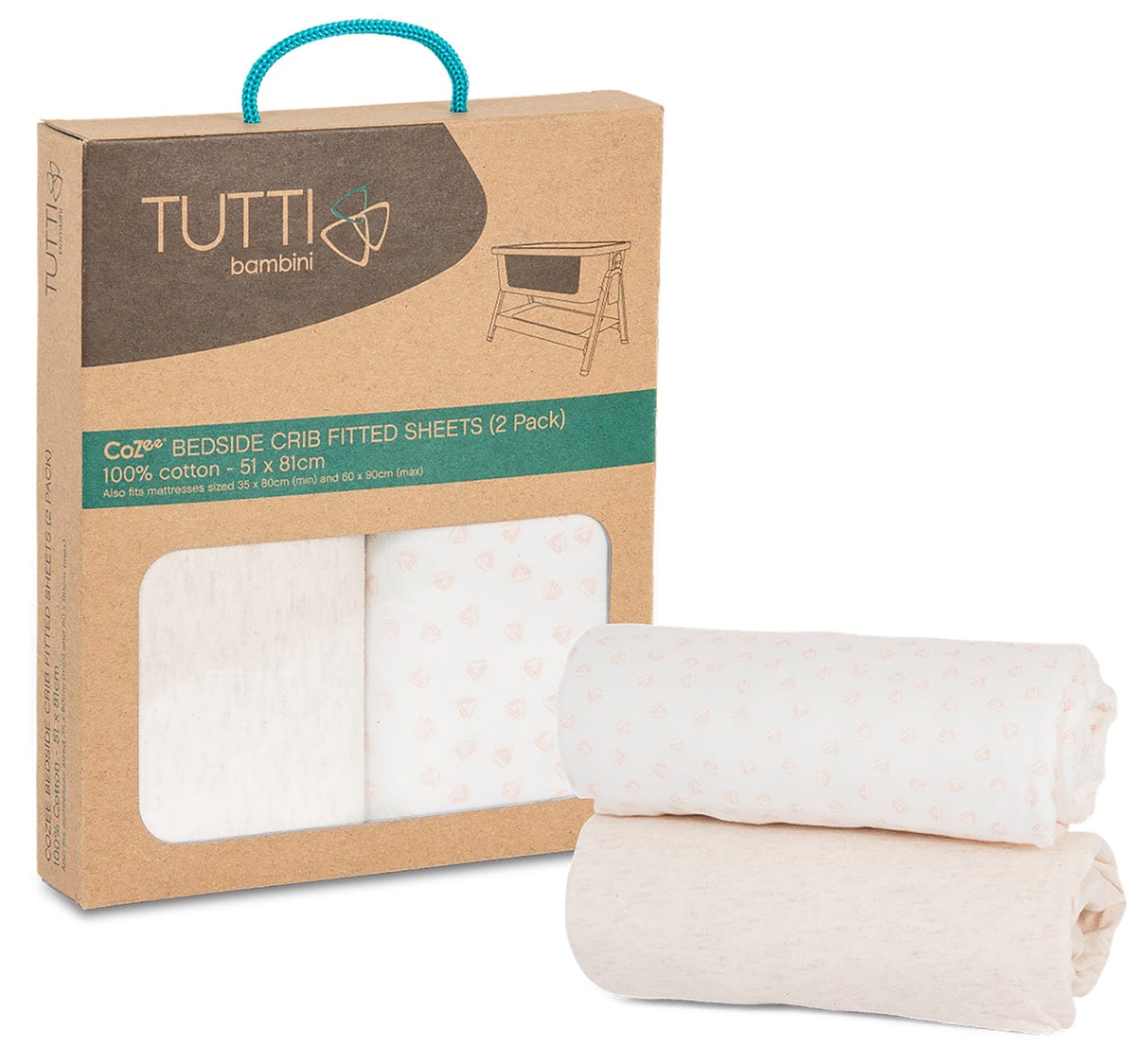 Tutti Bambini CoZee Fitted Sheets (2 Pack) - Pink / Rose - 211215-9153