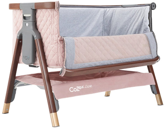 Tutti Bambini CoZee Luxe Bedside Crib - Walnut / Blush