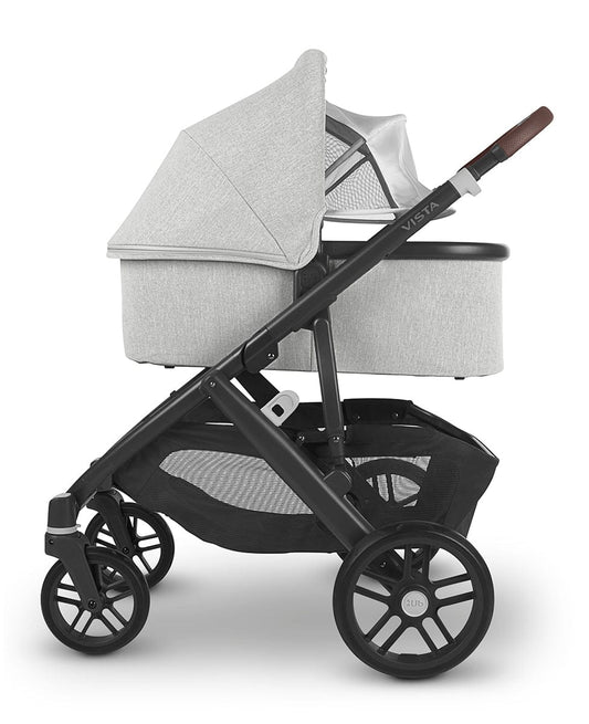 UPPAbaby Vista V2 Single-to-Double Stroller - Anthony (White and Grey Chenille / Carbon / Chestnut Leather)