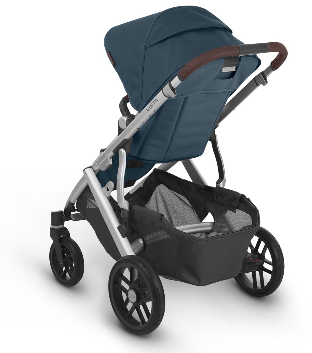UPPAbaby Vista V2 Single-to-Double Stroller - Finn (Deep Sea/Silver/Chestnut Leather)