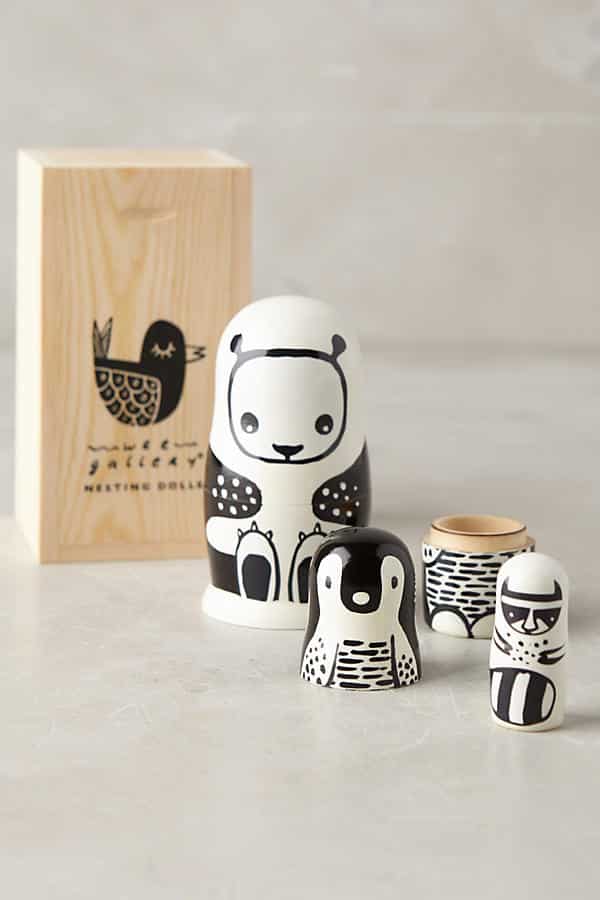 Wee Gallery Nesting Dolls - Black and White Animals - WG2001