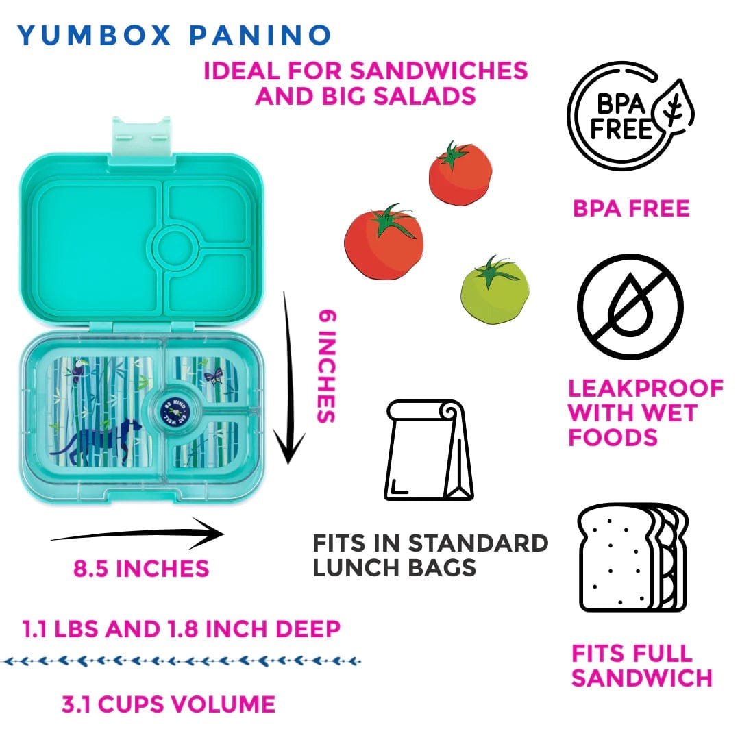Yumbox Leakproof Bento Lunchbox, Panino - Tropical Aqua / Panther - TAII202303N