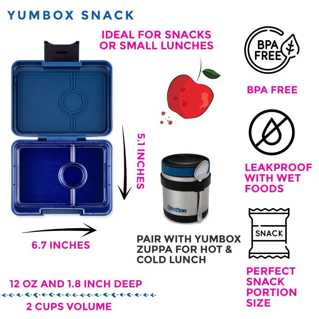 Yumbox Leakproof Bento Snack Box, 3 Compartment - Monte Carlo Blue / Navy - MBSN202303N