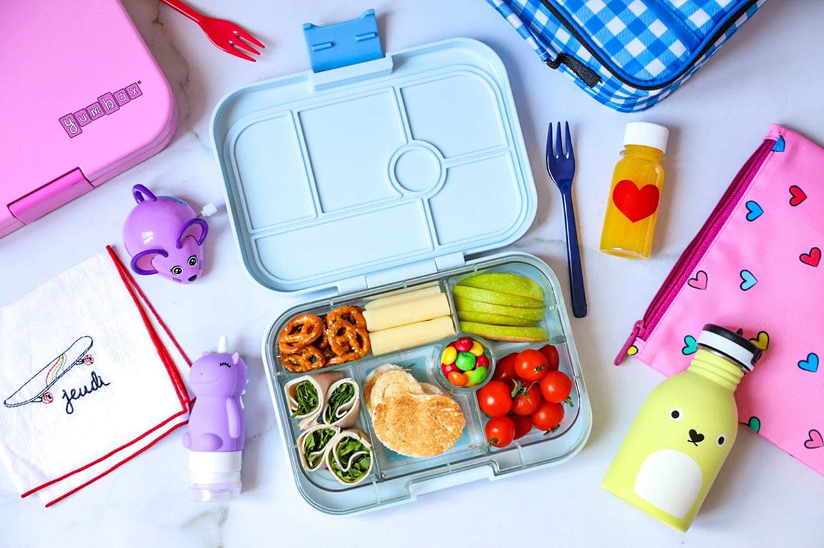Yumbox Original Leakproof Bento Lunchbox, 6 Compartment - Hazy Gray / Paris Tray - HGI202303P