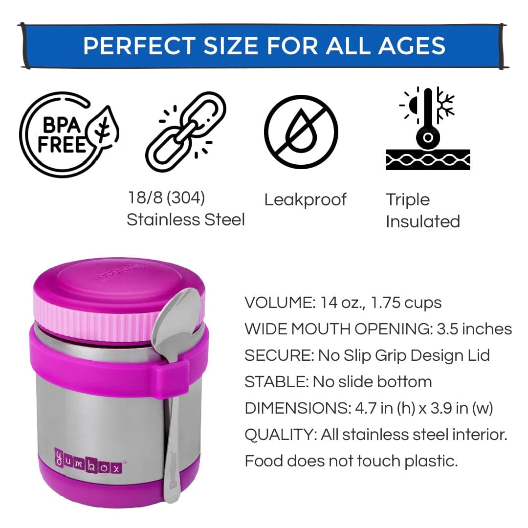 Yumbox Zuppa Stainless Steel Thermal Food Jar & Spoon, 14oz - Twilight Black - TBZ202003S