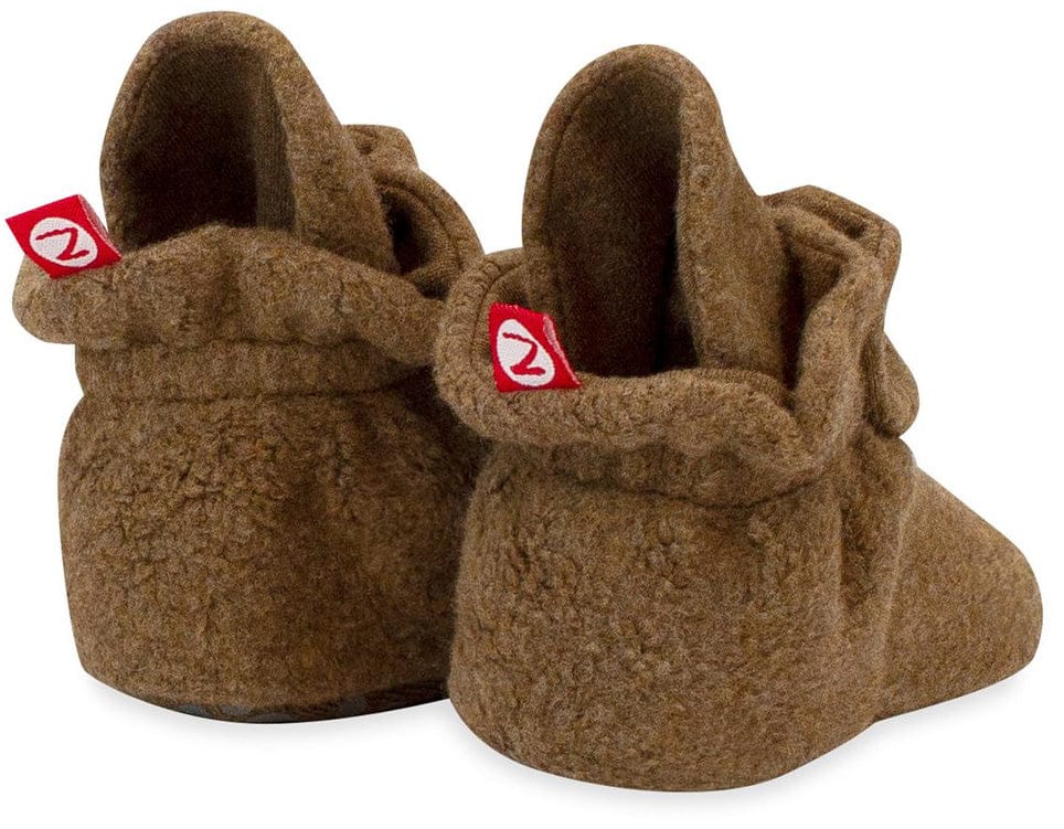 Zutano Cozie Fleece Gripper Baby Bootie - Heather Mocha, 12m - PFLG00-MOHE-12M