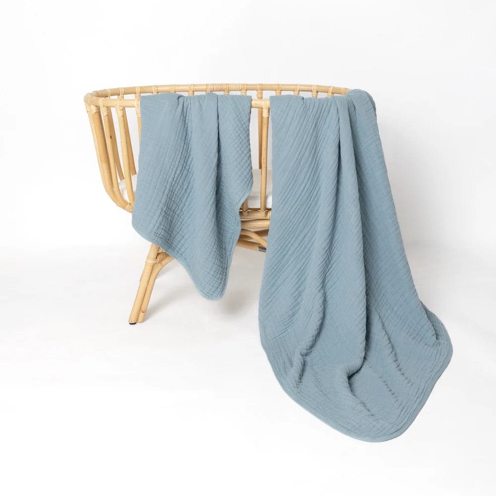 Lou Lou & Company Cloud Muslin Quilt - Steel, Large - 20189