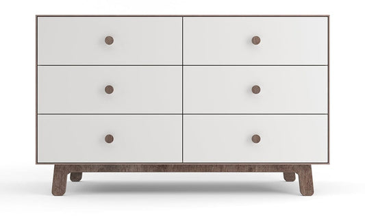 Oeuf 6 Drawer Dresser - Sparrow - White/Walnut - 1M6D-S-02