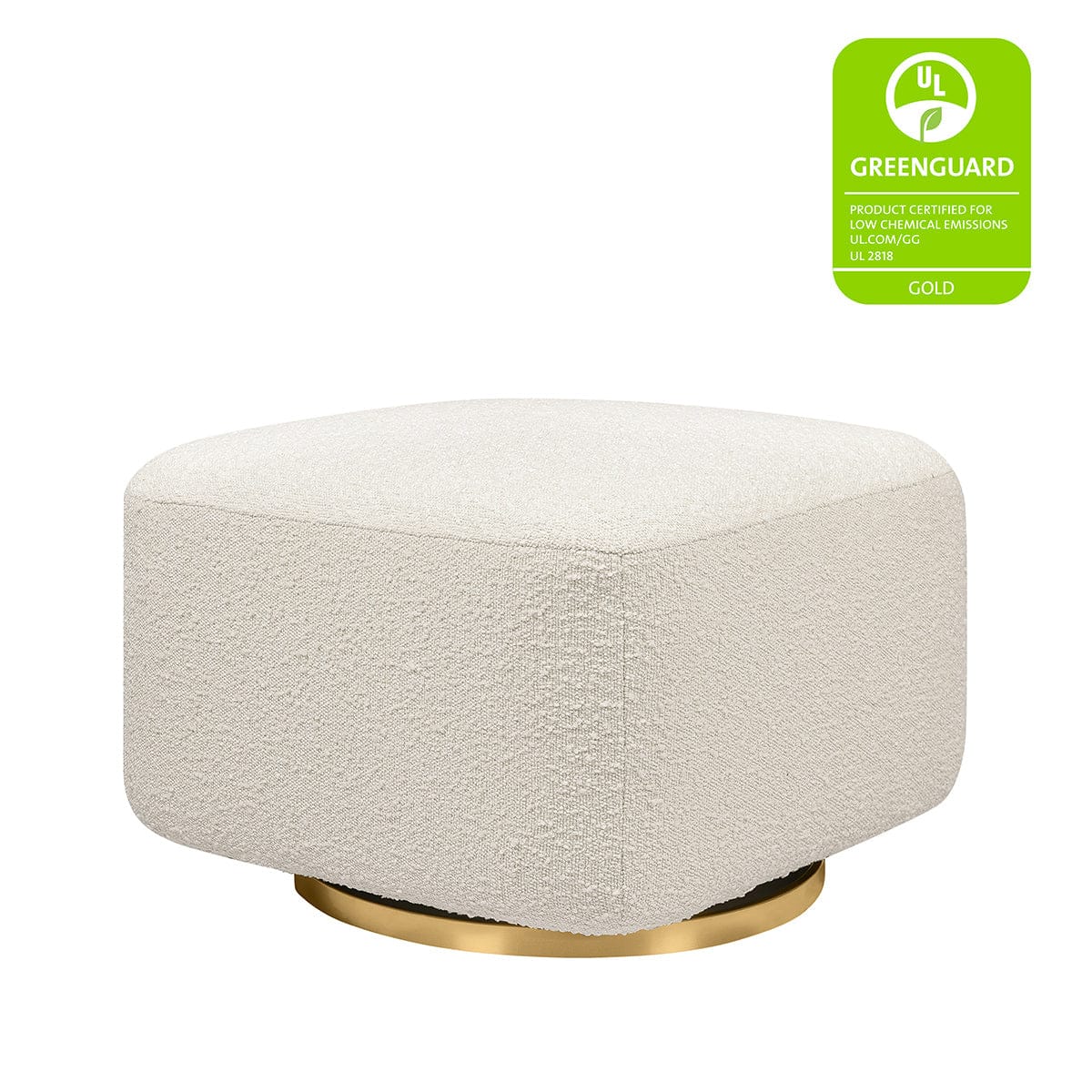 Babyletto Kiwi Gliding Ottoman - Ivory Boucle w/ Gold Base