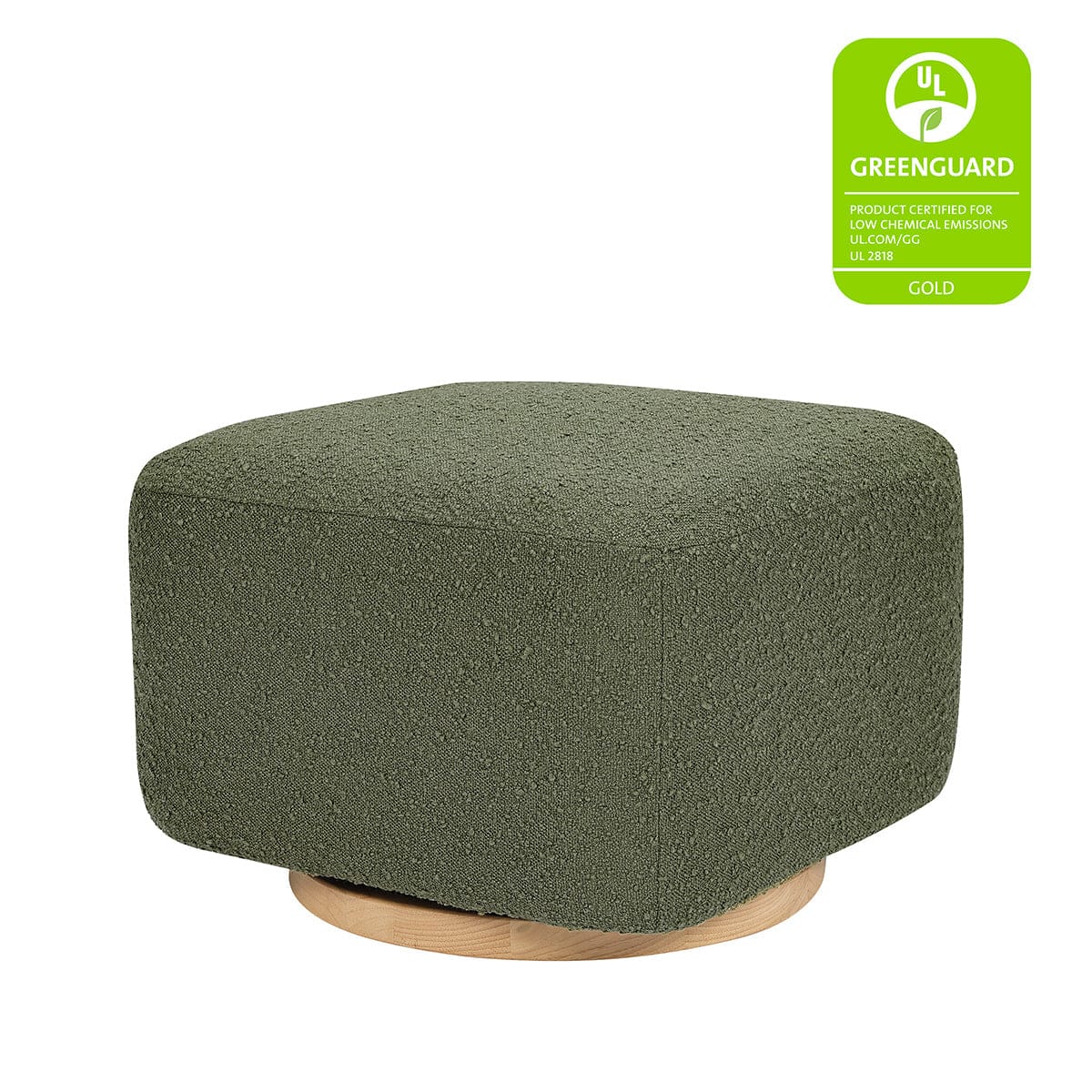 Babyletto Kiwi Gliding Ottoman - Olive Boucle w/ Light Wood Base
