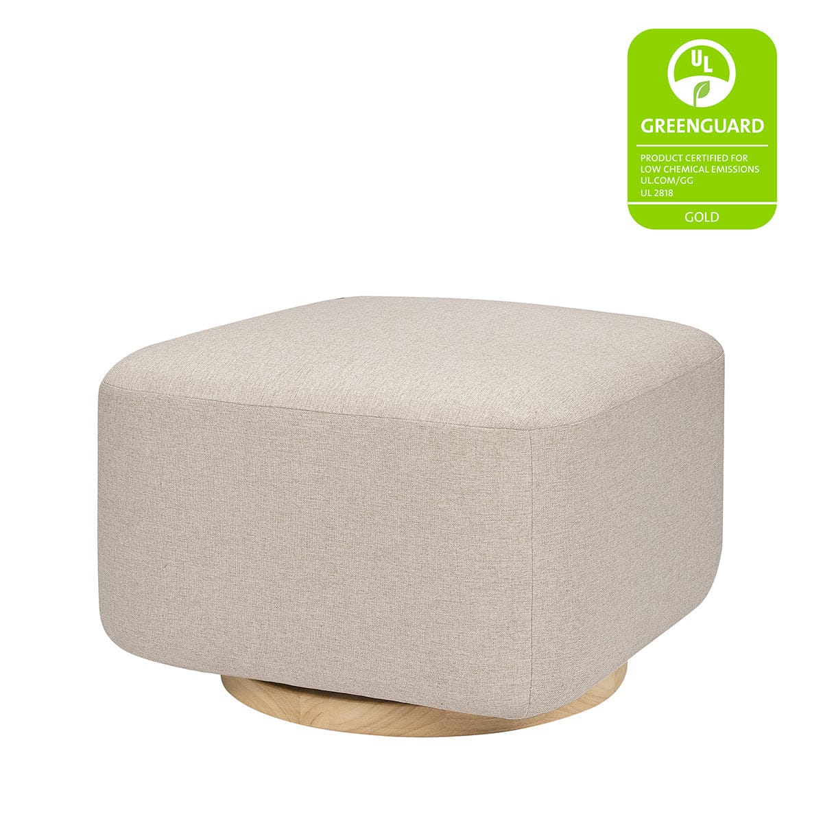 Babyletto Kiwi Gliding Ottoman - Performance Beach Eco-Weave w/ Light Wood Base - M26385PBEWLB