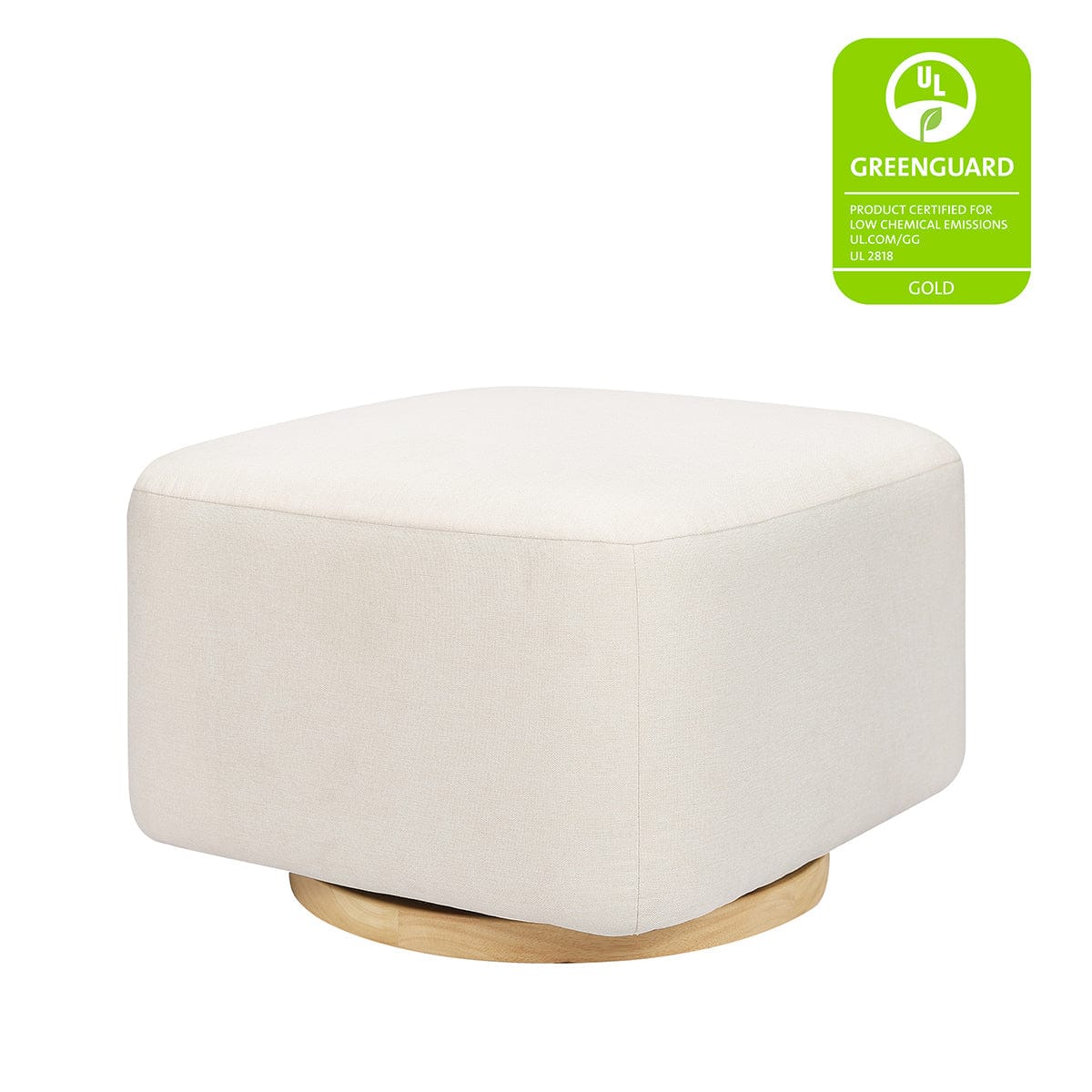 Babyletto Kiwi Gliding Ottoman - Performance Cream Eco-Weave w/ Light Wood Base - M26385PCMEWLB