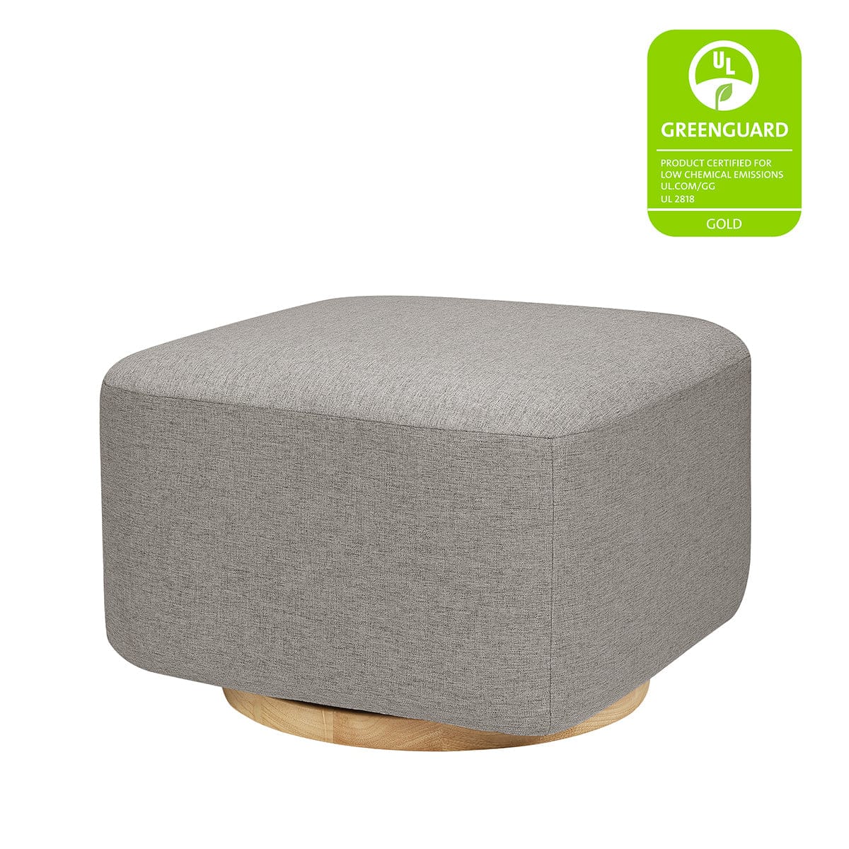 Babyletto Kiwi Gliding Ottoman - Performance Grey Eco-Weave w/ Light Wood Base