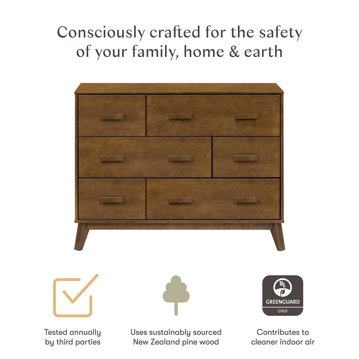 Babyletto Scoot 6-Drawer Dresser - Natural Walnut - M5826NL