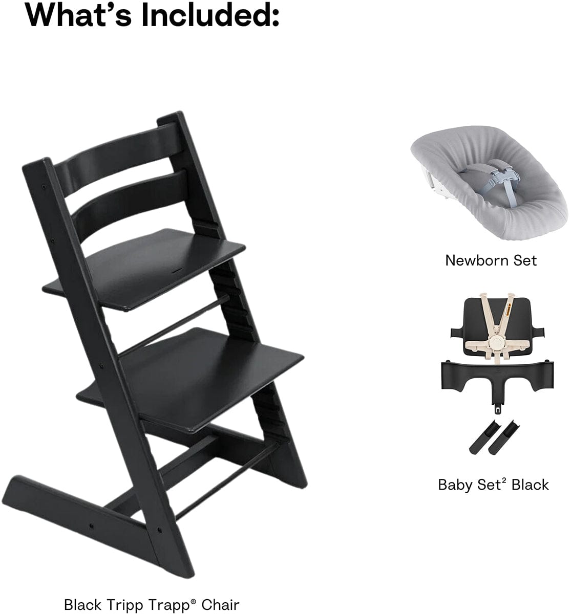 Stokke Tripp Trapp High Chair2 and Newborn Set - Black - 661200