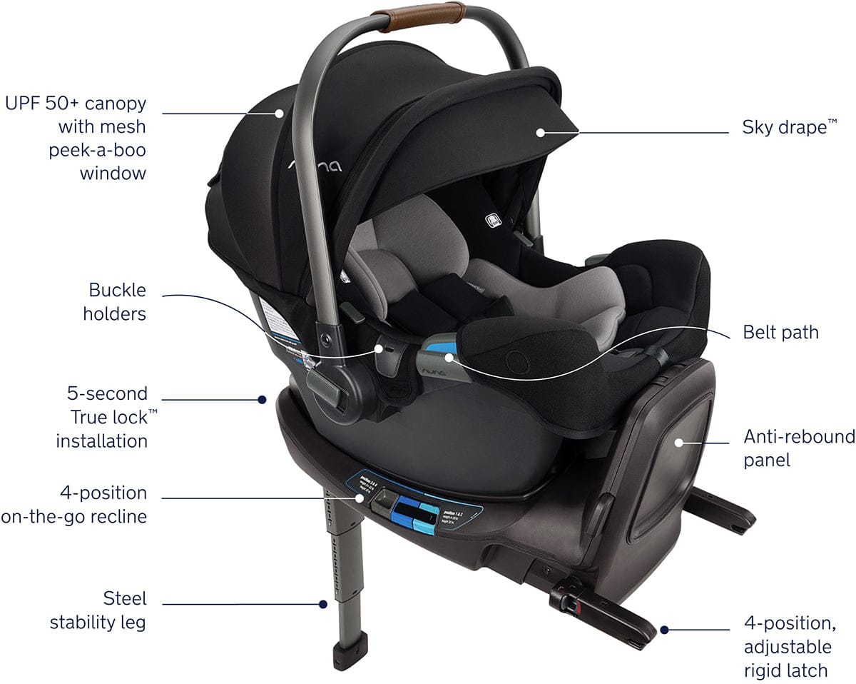 Nuna MIXX Next with Magnetic Buckle + PIPA RX Travel System Bundle - Biscotti / Caviar - ST13453BIS-CF12508600CVR
