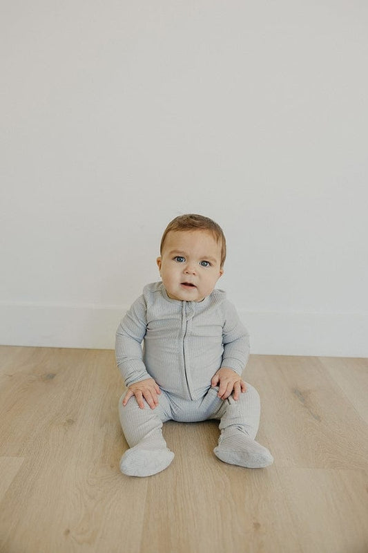 Copper Pearl Zip-up Footie, Ash (3-6M) - X003V4HT43