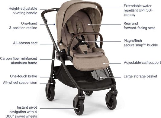 Nuna SWIV + PIPA Aire RX Travel System Bundle - Acorn / Caviar - ST18601ACN-CF18508600CVR