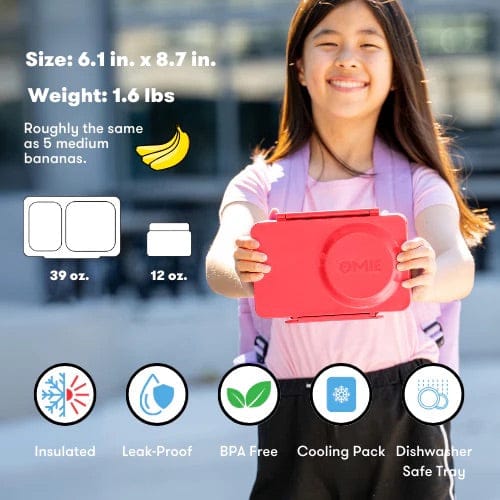 Omie Life OmieBox UP Insulated Bento Box (9+ years) - Cherry Pink - OMUP045789-PINK