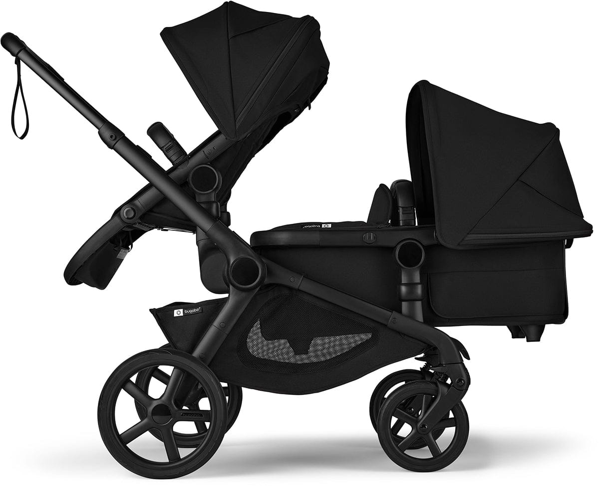 Bugaboo Kangaroo Double Stroller + Turtle Air Shield By Nuna Travel System Bundle - Black / Midnight Black / Midnight Black / Black - TRVL-100280018-100281022