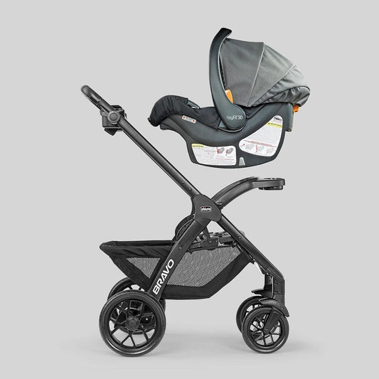 Chicco Bravo LE ClearTex Quick-Fold Stroller + KeyFit 30 ClearTex Travel System Bundle - Pewter - 05087011560070-05087002560070