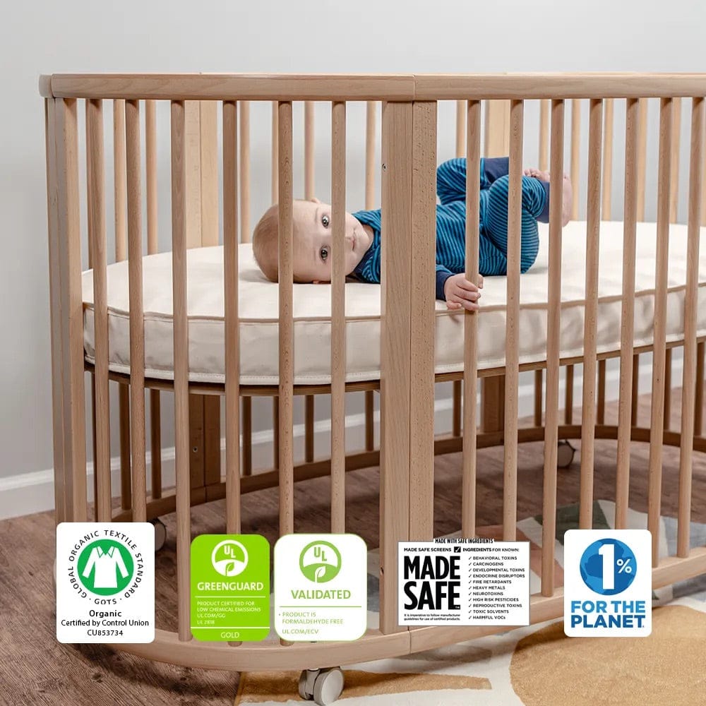 Naturepedic Organic Cotton Oval Crib Mattress with Breathable Cover for Stokke Sleepi V3 - MK46V3