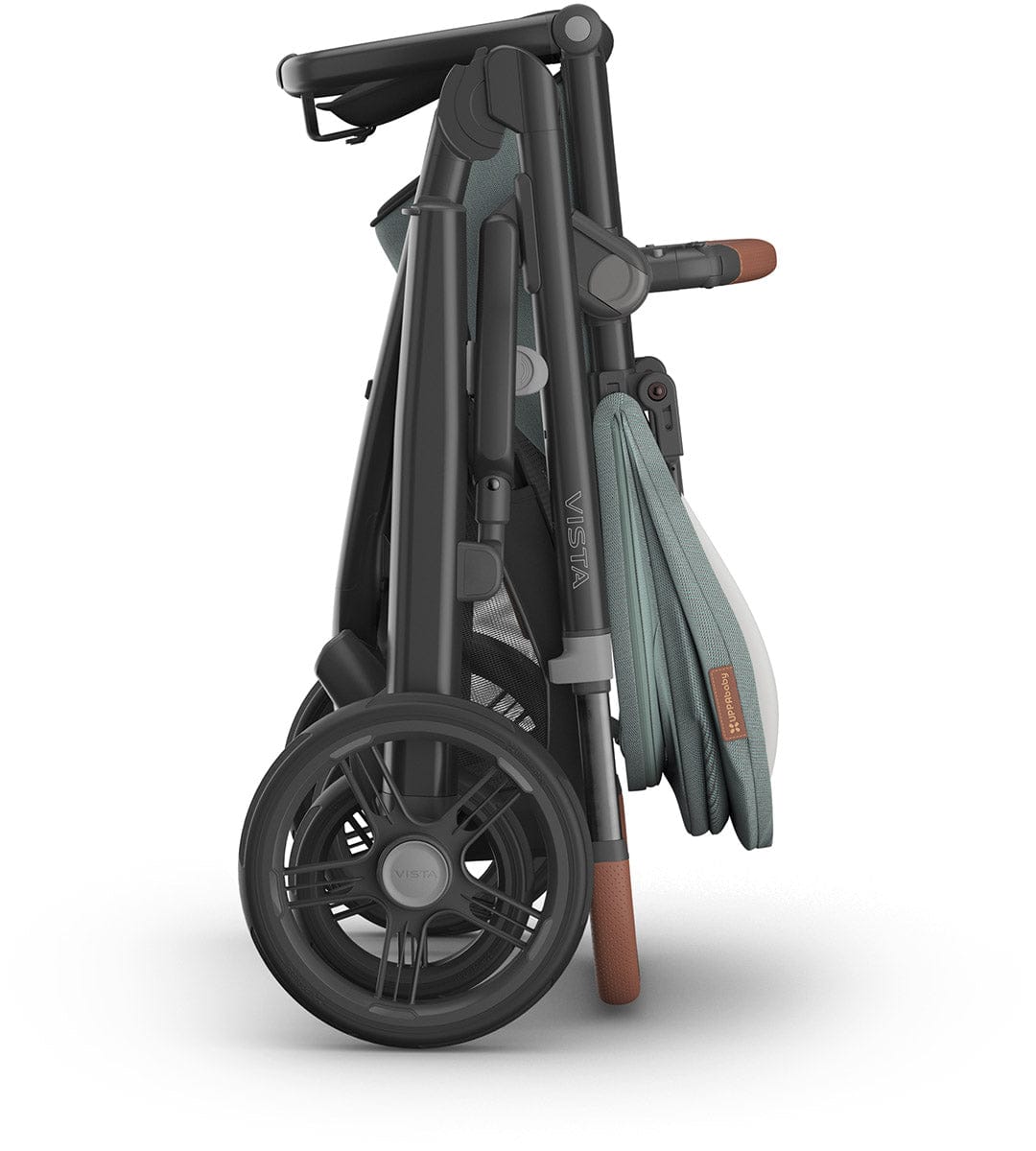 UPPAbaby Vista V3 Single-to-Double Stroller - Kenzi (Mystic Aqua / Carbon Frame / Saddle Leather)