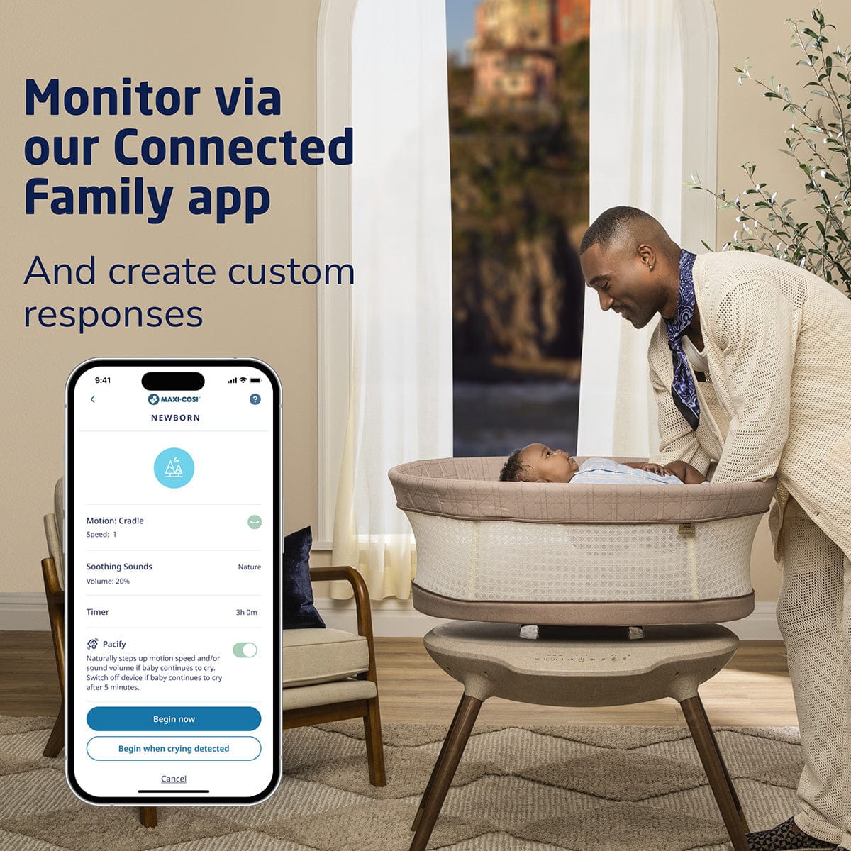 Maxi-Cosi Starling Smart Bassinet - Natural Heritage - BT099HDF