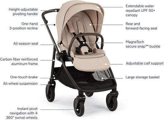 Nuna SWIV Lightweight Stroller - Biscotti - ST18601BIS