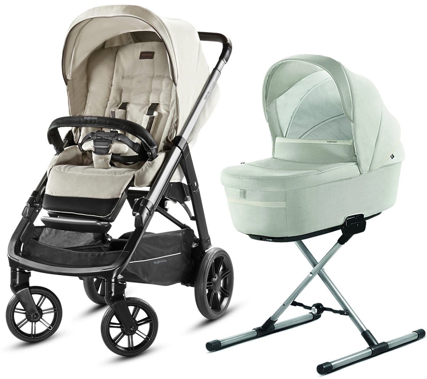 Inglesina Aptica Stroller + Bassinet & Stand - Iceberg Grey - AG70K0IBGUS-AB70K0IBGUS