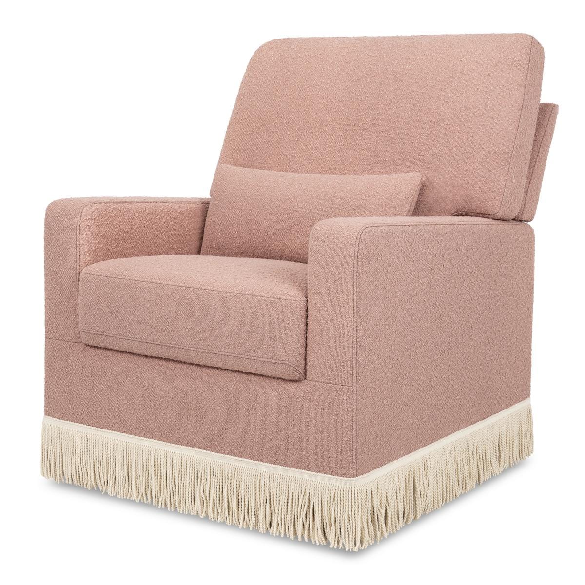 Namesake Crawford Pillowback Comfort Swivel Glider | Boucle with Tassel Fringe - Rose Boucle with Ivory Tassel Fringe