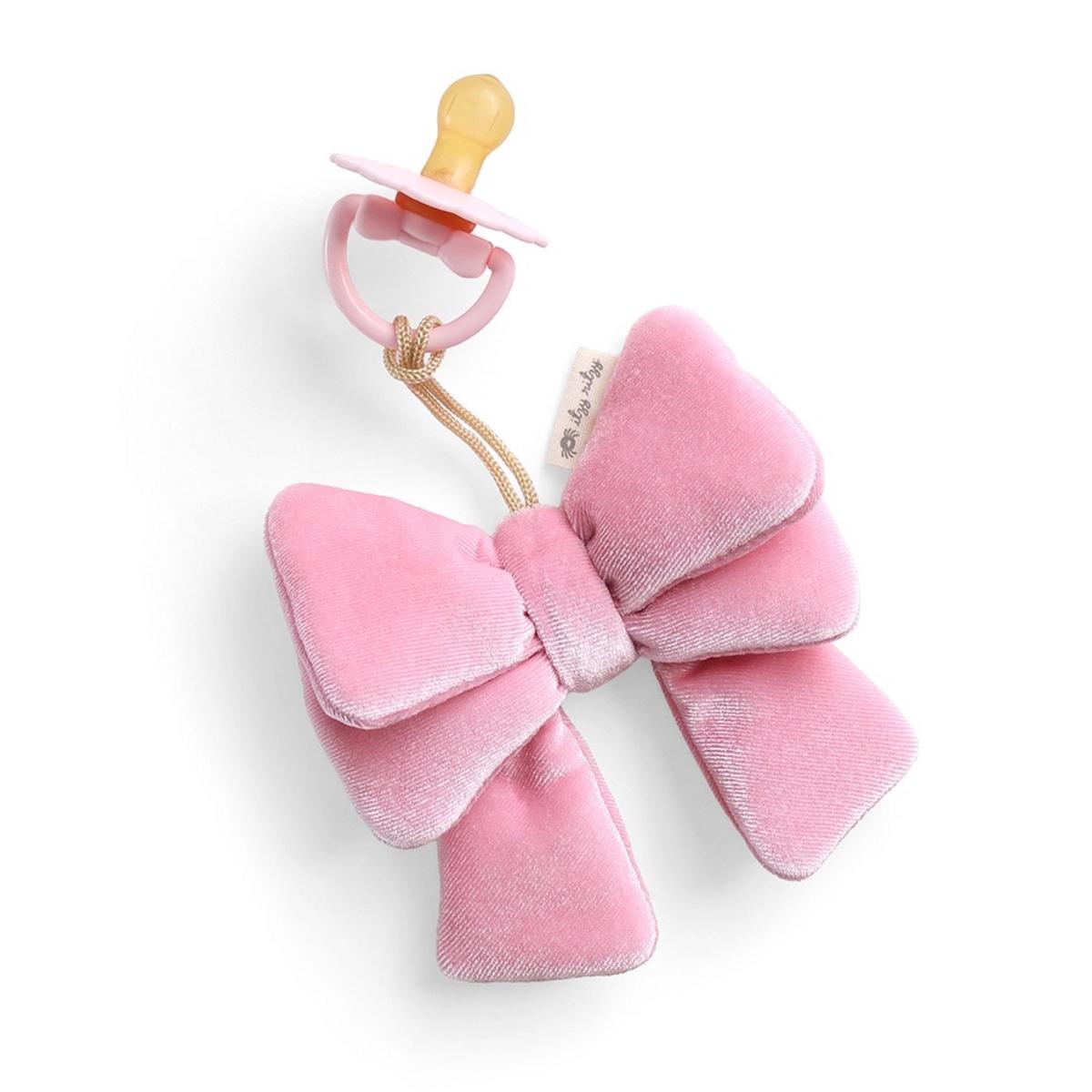Itzy Ritzy Bitzy Pal Pacifier w/ Natural Rubber Nipple and Soft Cotton Lovey - Bow - 704901904